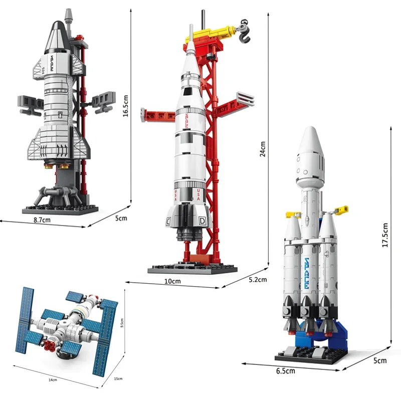 MOC Mini Aviation Manned Rocket Model Building Blocks Space Aerospace Station Bricks City Construction Toys for Children