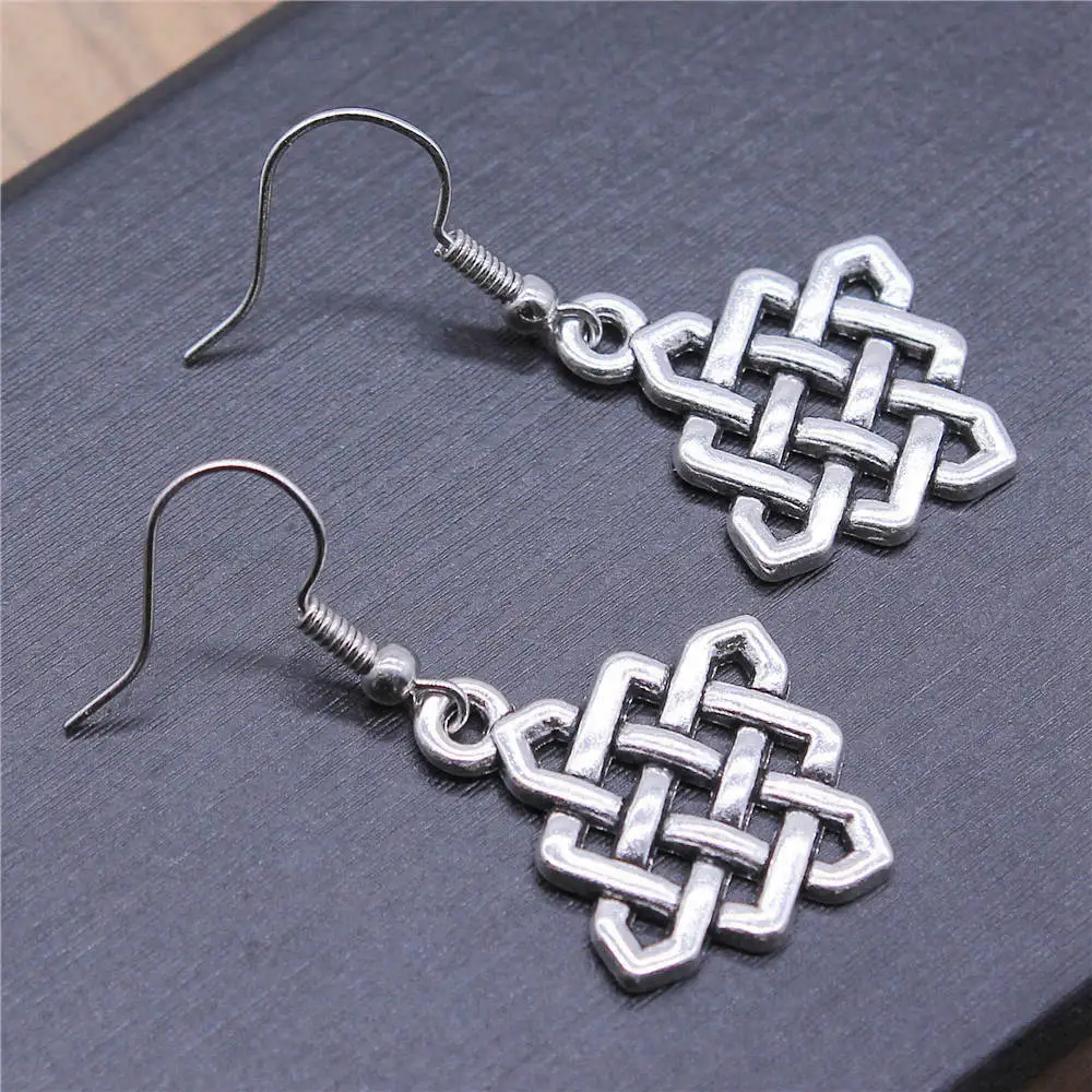 1pair Chinese Knot Vintage earrings materials jewelry tools diy hook Size 18x19mm