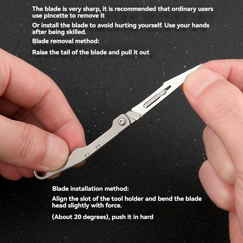 New Mini Titanium Alloy Folding Surgical Knife Outdoor Portable Keychain Convenient Open Box EDC Knife with 10 Free Blades