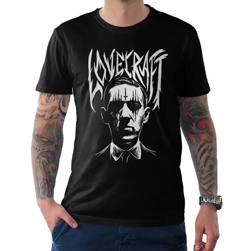 Camiseta de metal negro H P Lovecraft, tallas 100, algodón blc 206