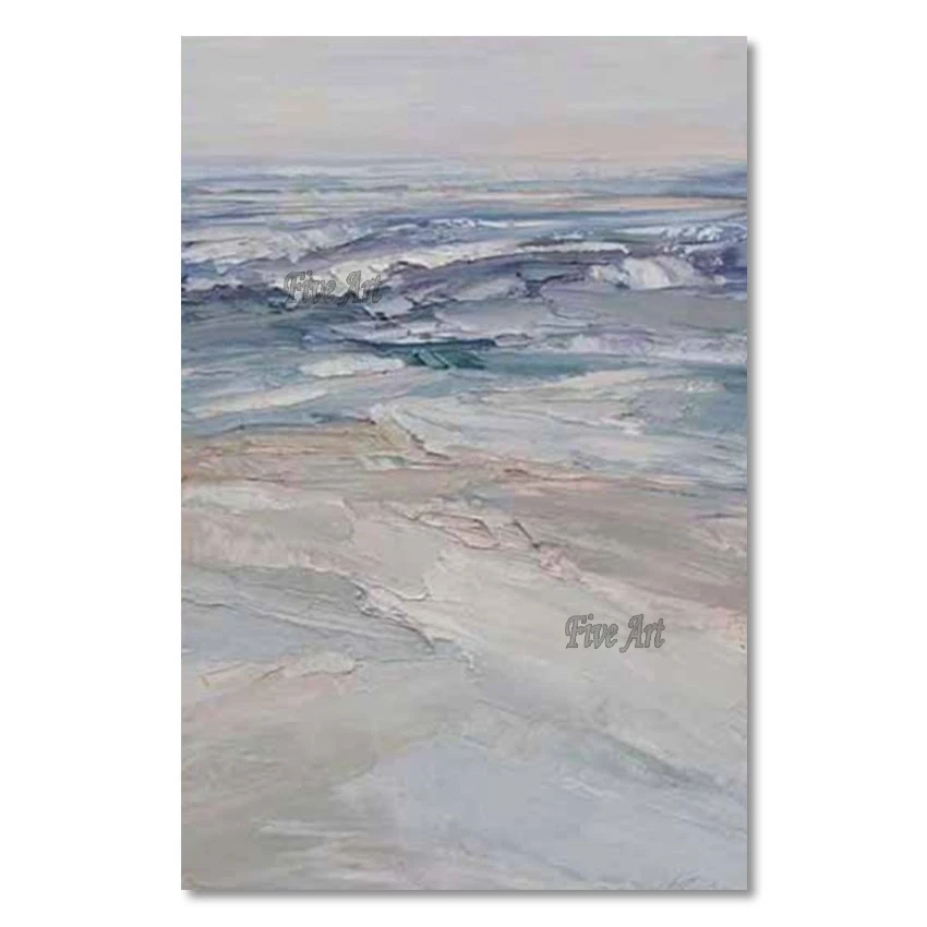 لوحة زيتية تجريدية قماشية، لون فاتح، نسيج سميك، فن حديث غير مؤطر، ديكور منزلي، صورة جدارية للمطعم