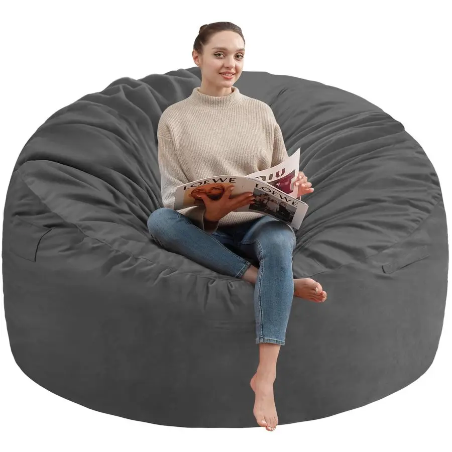 Bean Bag Chair, Comfy Bean Bag Chairs with Memory Foam Filled, Fluffy Beanbag Sofa with Dutch Velvet Cover, Round BeanBag Chairs