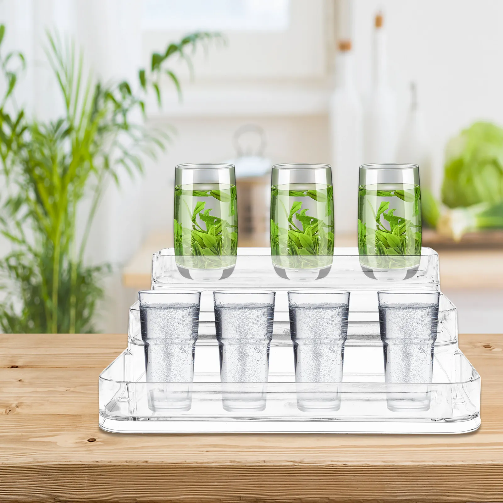 

Акриловая 3-ярусная настольная полка-органайзер, прозрачный лоток для мелочей, многоуровневая полка для хранения для дома и офиса