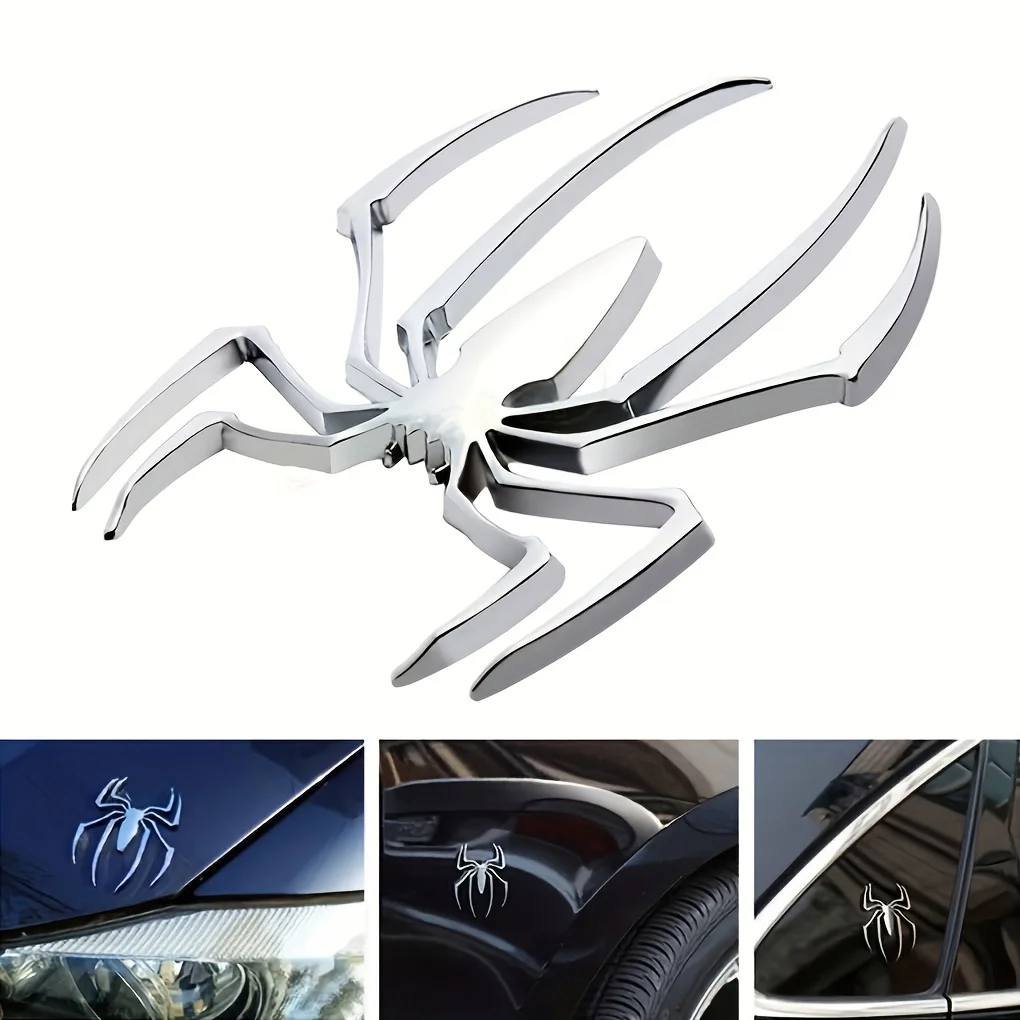 1pc Universal 3D Metal Spider Shape Car Stickers Chrome Badge Auto Emblem Decal Car Styling Decoration Auto Exterior Accessories