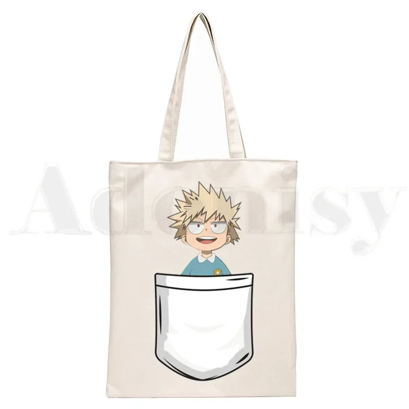 Boku No Anime My Hero Academia Bakugou Katsuki Graphic Cartoon Print Shopping Bags Girls Fashion Casual Pacakge Hand Bag