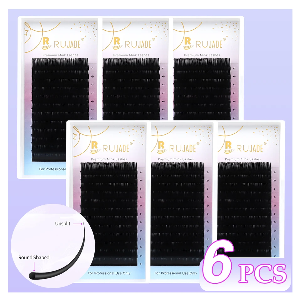 6Cases/Lot Lashrujade All Size Individual Eyelash Extensions Fake Mink Soft Natural Professional Premium Classic False Eyelashes