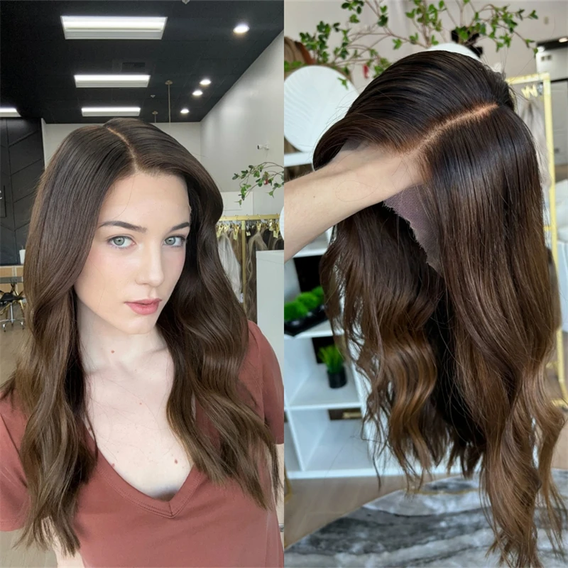 

Glueless Wig Highlight Blonde Brown HD Lace Front Body Wave Glueless Synthetic Wig Preplucked Hairline with Baby Hair For Women