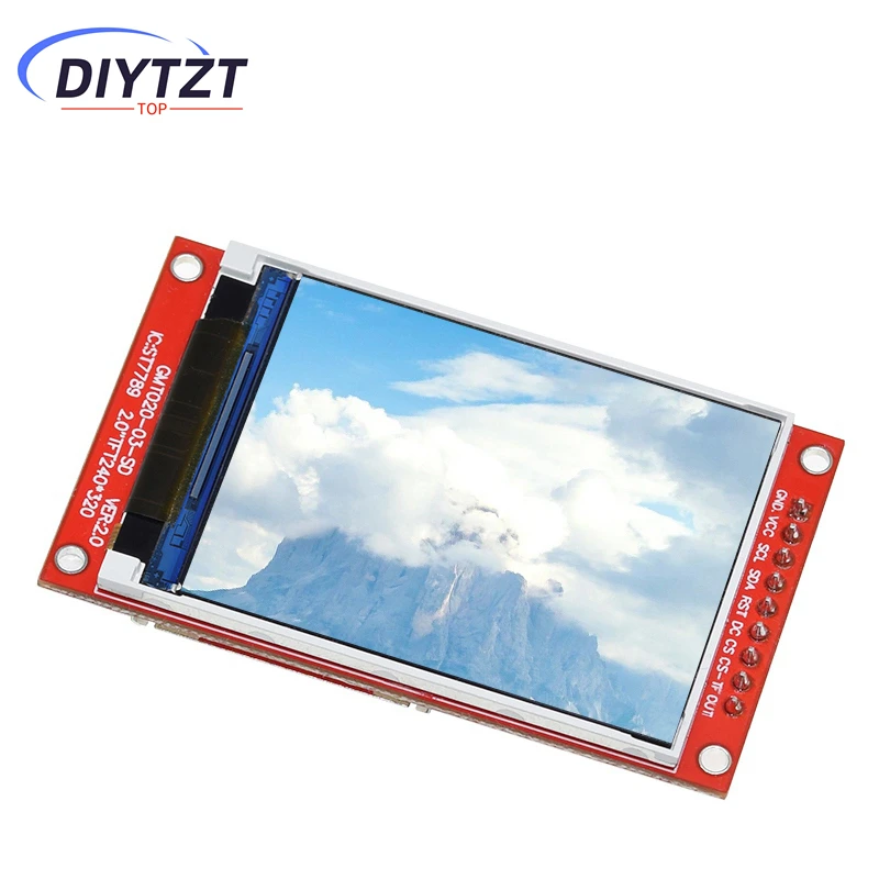 DIYTZT 2,0 inch TFT-scherm ST7789V Drive 240x320 Dot-Matrix SPI-interface voor Arduio Full Color LCD-displaymodule met SD-kaart