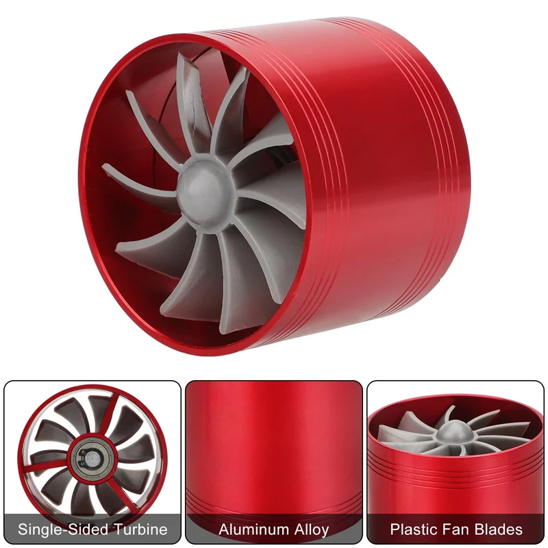 Turbine Supercharger for Car, Turbo Refit, Air Intake Turbonator, Single Fan Supercharger, Gas Saver Kit, Auto Replacement Part