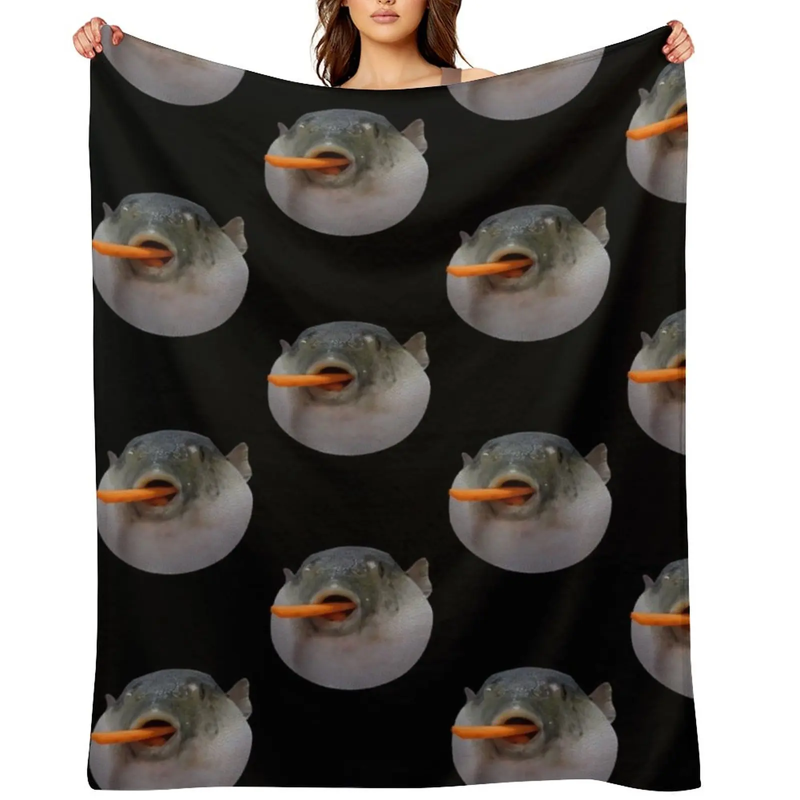 

Puffer fish Meme Throw Blanket Stuffeds Decorative Throw For Decorative Sofa blankets and throws Blankets