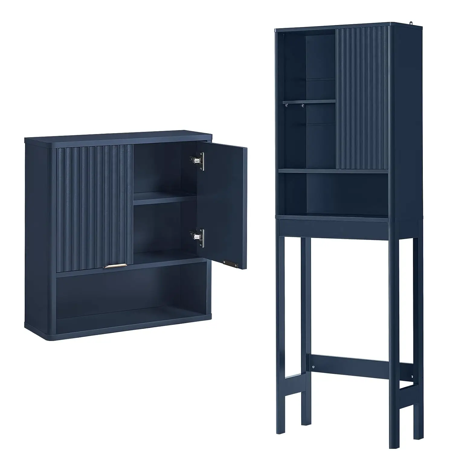 Fluted Over The Toilet Storage Cabinet & Bathroom Wall Cabinet Set of 2, Farmhouse Above Toilet Organizer, Medicine, Customized