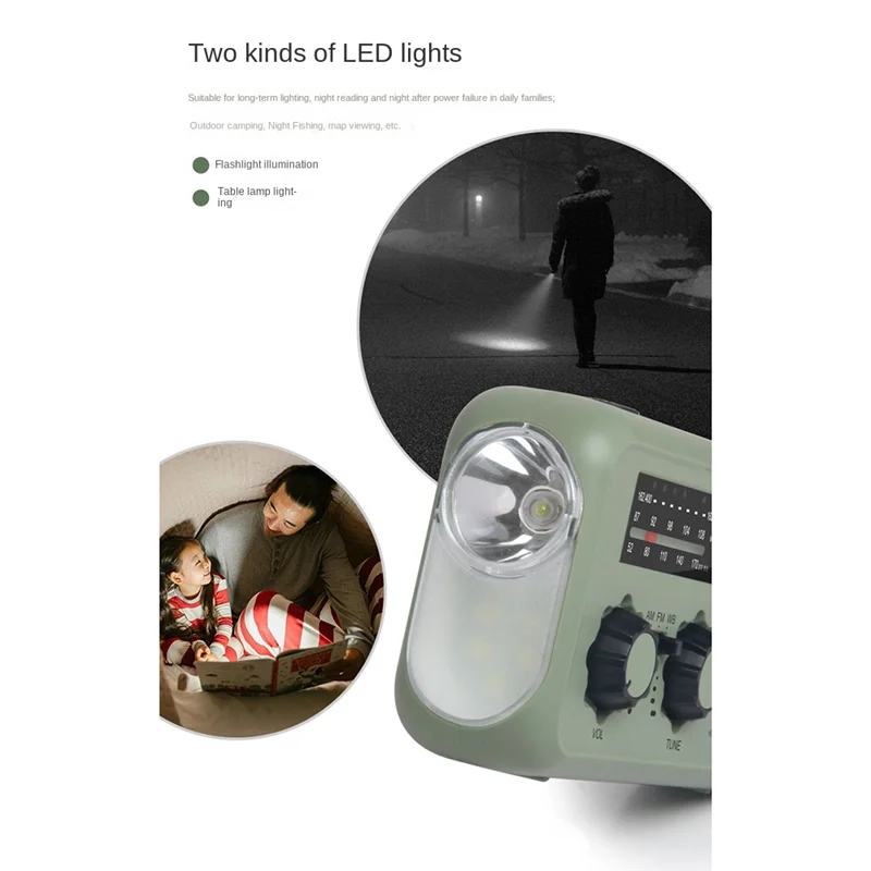 【HOT】Weather Radio With AM/FM/WB, Solar & Hand Crank Power, LED Flashlight, SOS Alarm For Outdoor Emergencies