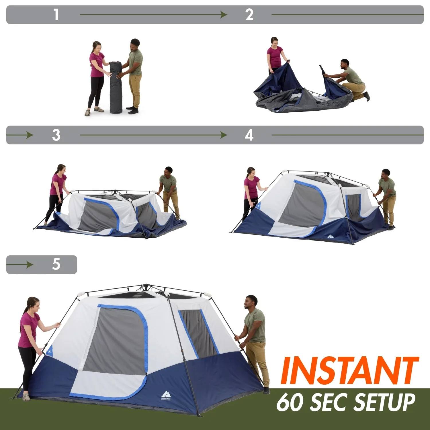 Imagem -06 - Ozark-trail Cabin Instantânea Tent Led Hub Iluminado 10x9 Pessoas 25 Lbs