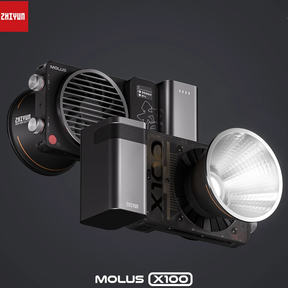 ZHIYUN MOLUS X100 COB Photography Light 100W 2700-6500K Bi-color Mini Pocket Video Light for Film Recording Living Streaming