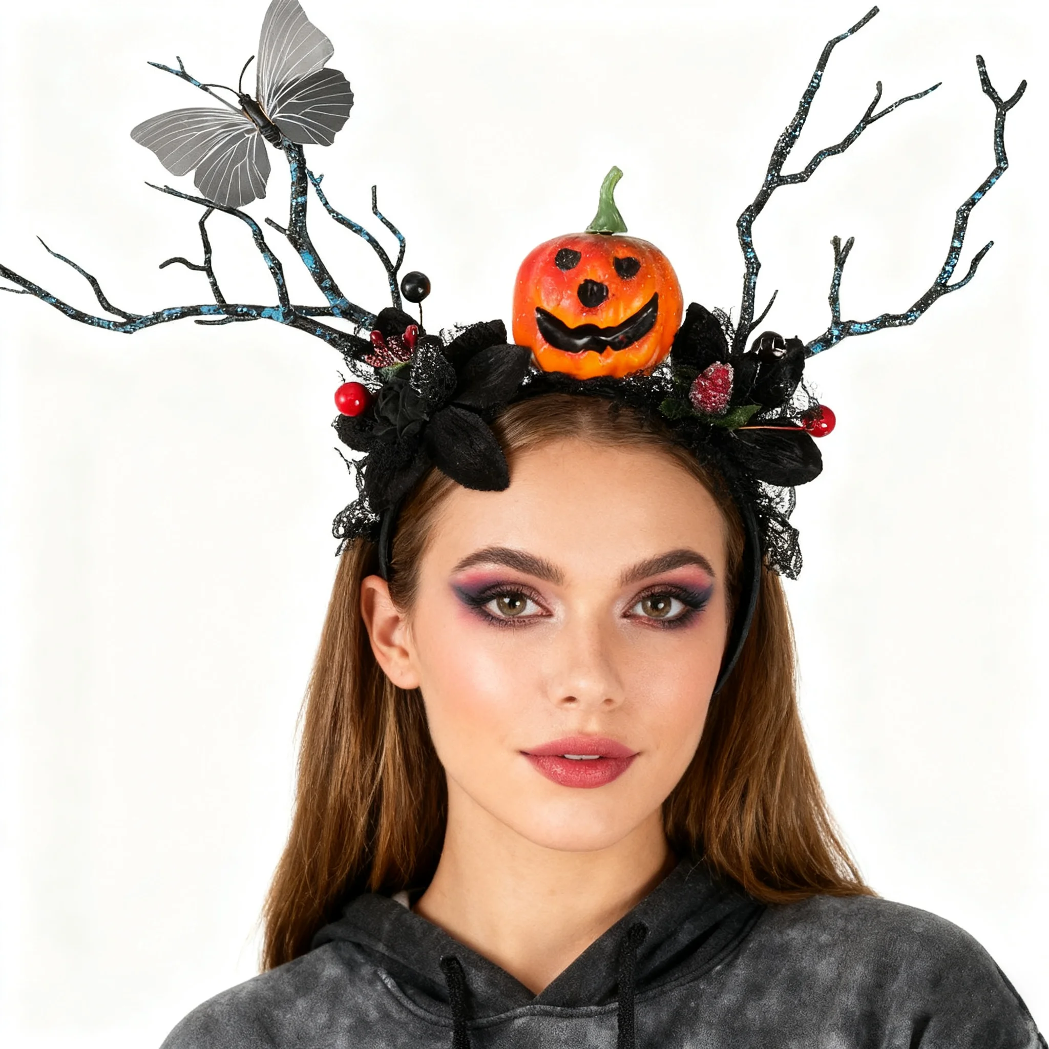 

Хэллоуин страшная повязка для волос с тыквой, сетчатые пластиковые ленты для волос, обруч, плетеная повязка на голову для взрослых девочек, праздничный головной убор