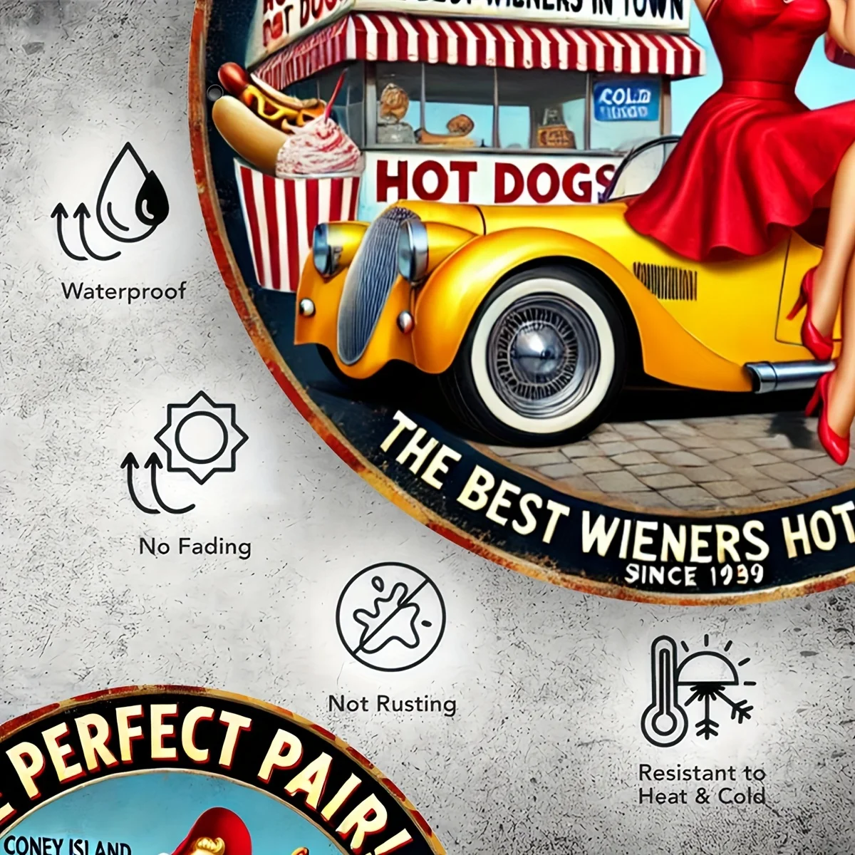 7.8 × 7.8 بوصة (20 × 20 سم) لافتة ألومنيوم مسطحة مطبوعة ثنائية الأبعاد، لافتة بنزين على الطراز العتيق، مثالية لتزيين الجدران القديمة