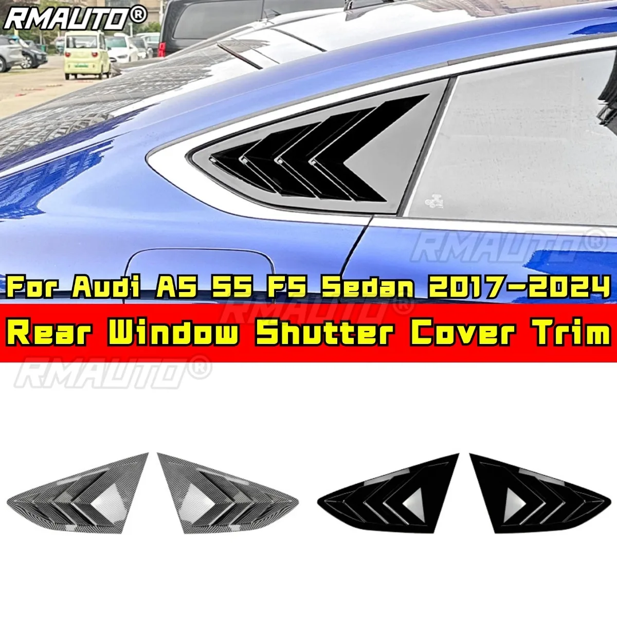 

For Audi A5 S5 F5 Sedan 2017-2024 Rear Window Side Vent Shutter Louver Cover Trim Rear Quarter Panel Window Car Accessories