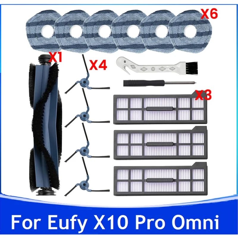 

MAKE 16PCS-Replacement-Parts-For-Eufy-X10-Pro-Omni-Robot-Vacuum-Accessories-Main-Side-Brush-Mop-Cloth-Pads-Hepa-Filters