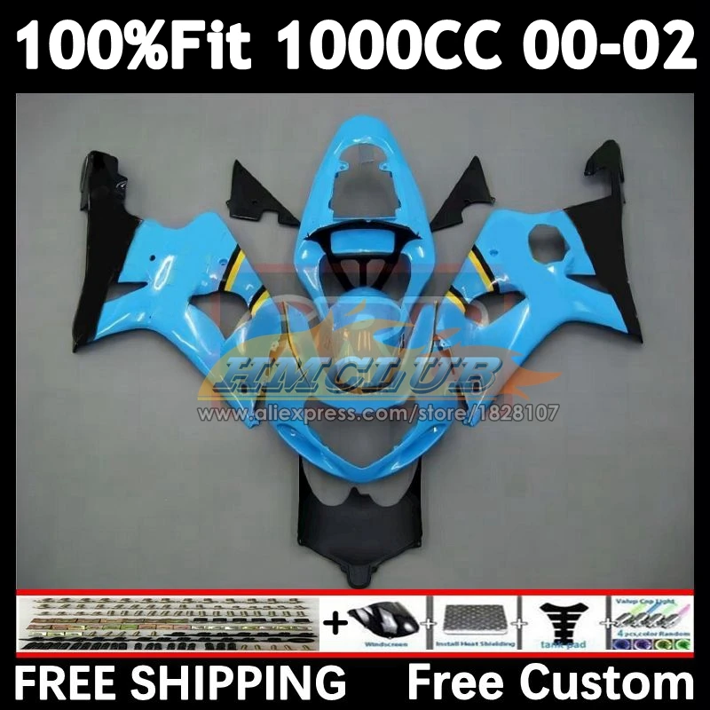 Injection Body For SUZUKI GSXR 1000 GSXR1000 2000 2001 2002 26No.29 RIZLA cyan GSX-R1000 1000CC GSXR-1000 K2 00 01 02 Fairing