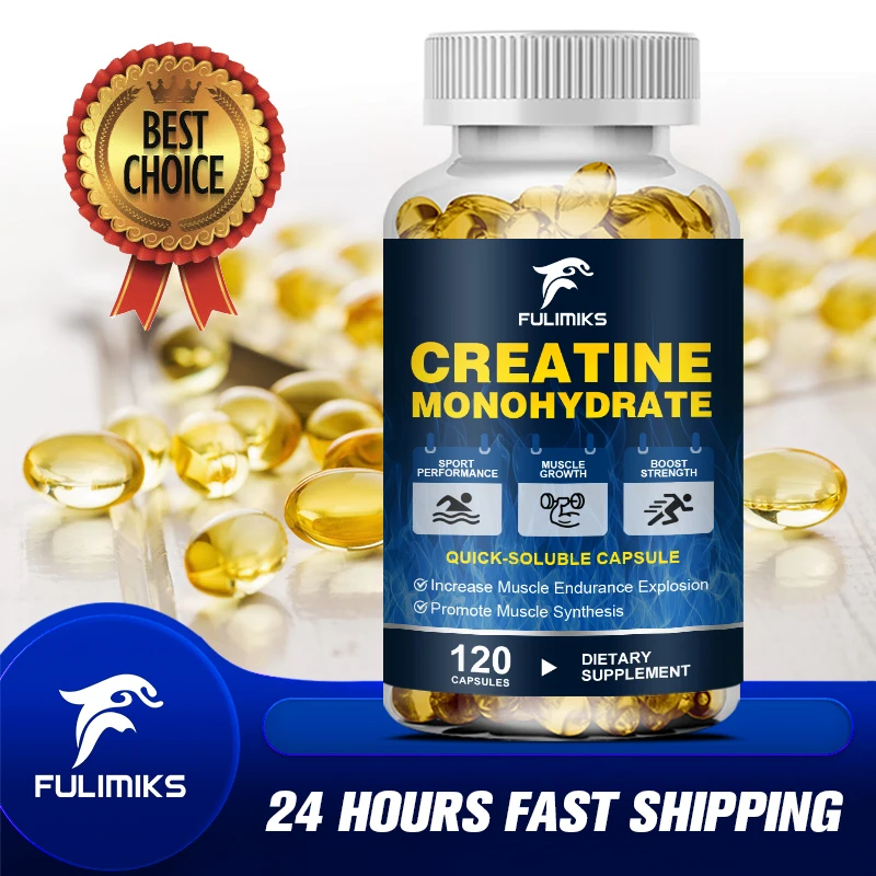 Creatine Monohydrate Capsules, Easy Absorption | Pre Workout & Muscle Health Support | Keto, Non-GMO & Gluten Free Supplement