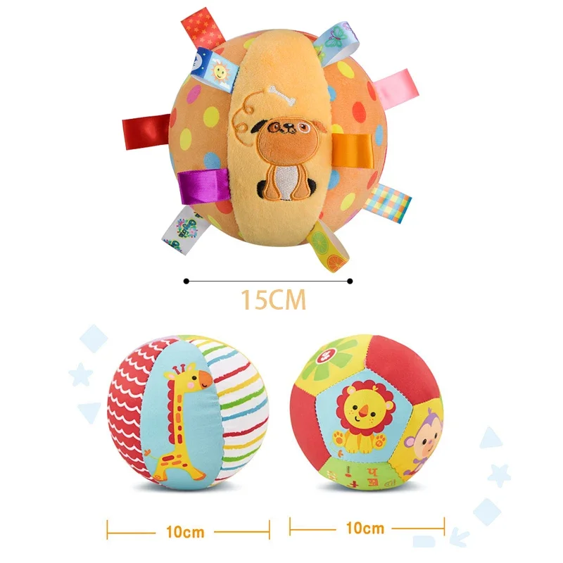 어린이를 위한 아기 장난감 동물 공 부드러운 봉제 모바일 장난감, 소리 아기 딸랑이 유아 바디 빌딩 공 장난감 0-12 개월