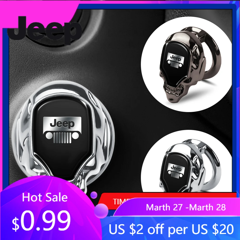 Capa Protetora para Botão de Início e Parada do Motor de Carro Jeep ​ Acessórios de Emblema Automotivo para Jeep Grand Cherokee Wrangler Renegade Compass
