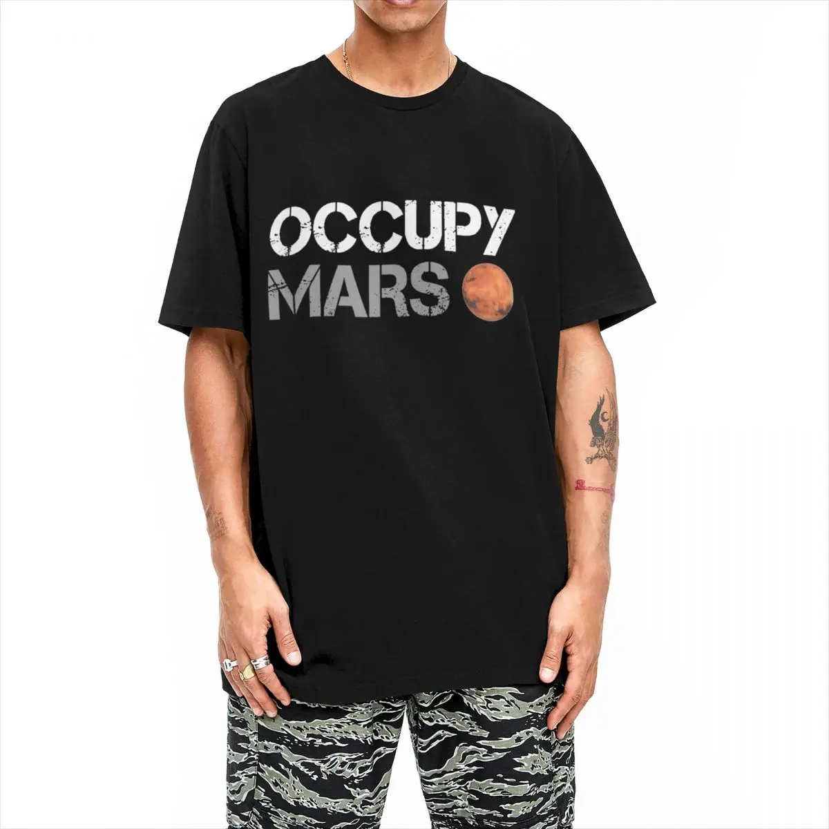 Men Women Occupy Mars Minimal Design T Shirt SpaceX Elon Musk Cotton Clothes Casual Short Sleeve Crewneck Tees Gift Idea T-Shirt