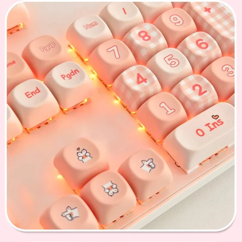 Sleepy Cat Theme Keycaps Custom PBT Cherry/QX3 Profile Keycap Cute Cartoon Anime Point Key Cap for Gamers Disign Keyboard Gift