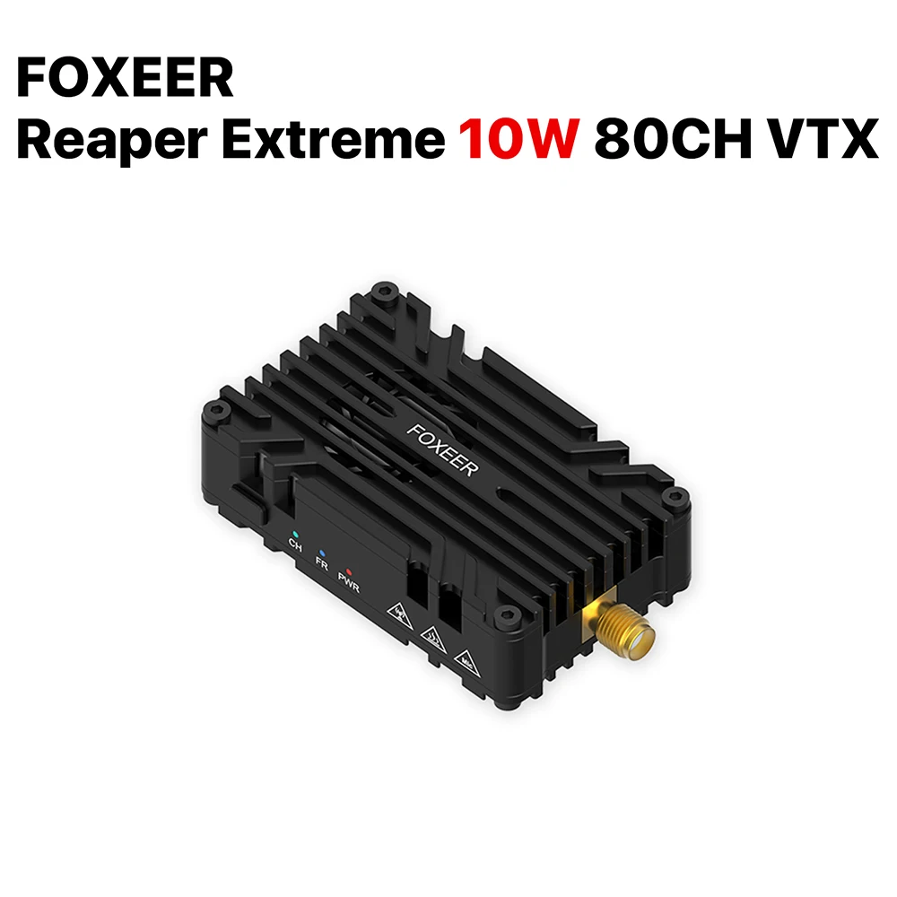FOXEER Reaper Extreme 3W 10W V2 VTX FPV Transmissor de vídeo 80CH 4.9 ~ 6G Ventilador de microfone embutido para avião drone de longo alcance