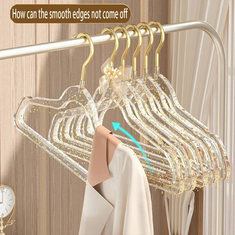 5pcs Crystal Flash Acrylic Coat Hanger Without Trace Home Suit Children's Clothes To Hang Clothes Hanger