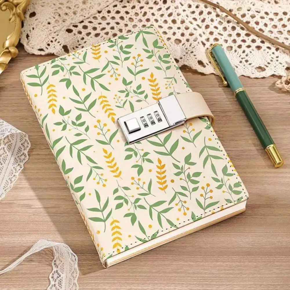 

224 Pages B6 Notebook Thickened Protecting Secrets Password Book with Lock Printed Pattern PU Leather Diary Book