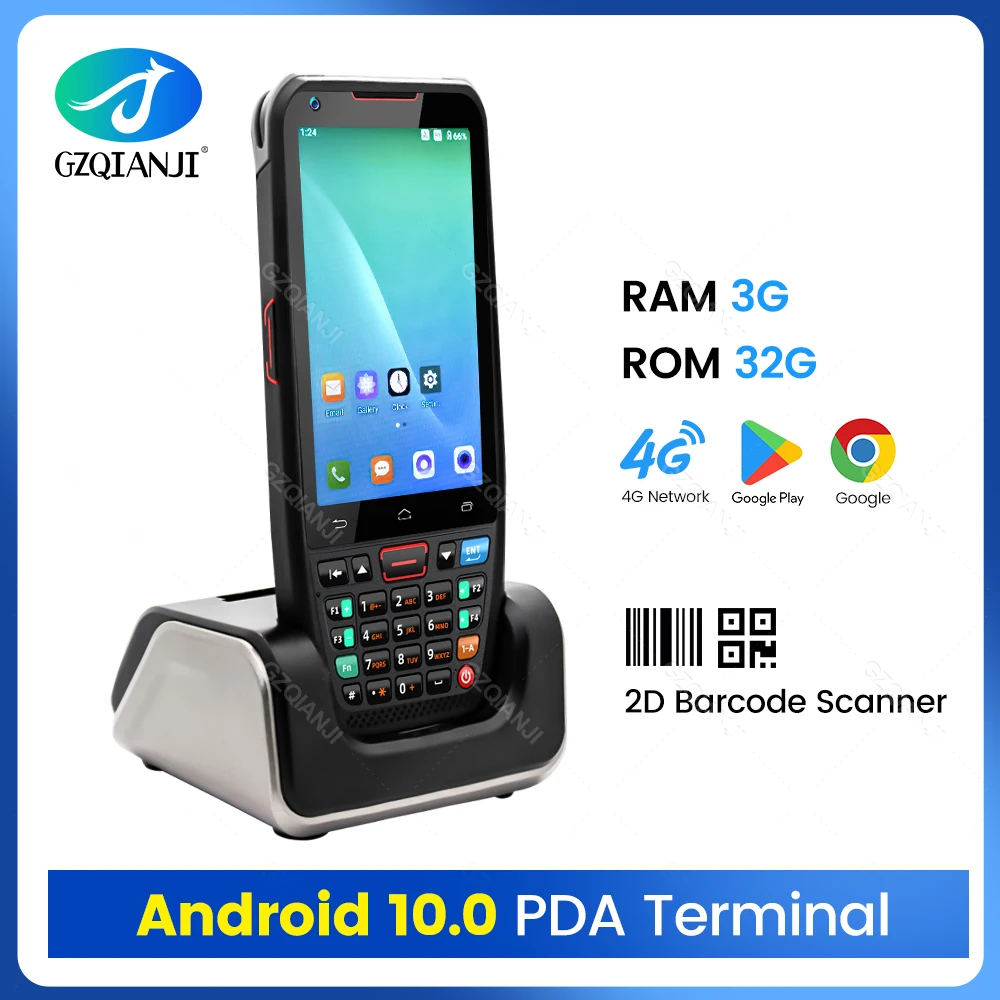 Rugged Handheld PDA Terminal Android 10 1D 2D Barcode Reader Support 3G 4G GPS WiFi Bluetooth Portable Data Collector IP66