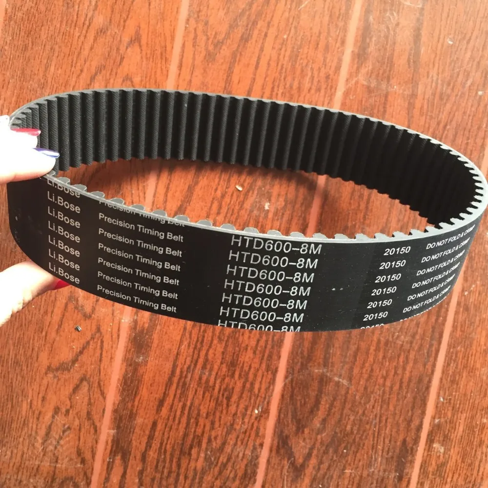 HTD600-8M 75 Teeth 40mm Width Rubber Cogged Industrial Timing Belt Black 600mm