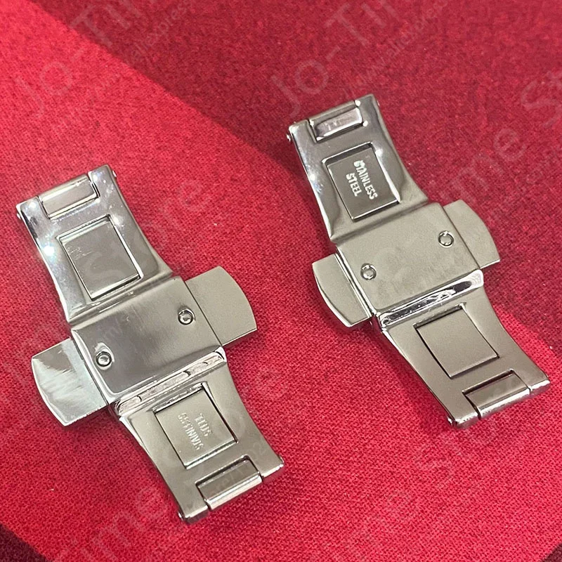 Universal Stainless Steel Watchband Replacement Parts Double Button Snap Ring Strap Folding 15-27mm Accessory for Wristwatch