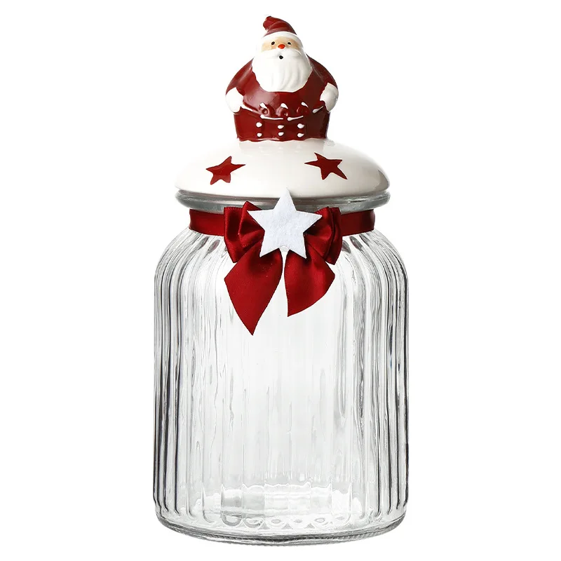 Christmas Style Candy Jar Biscuit Nut Sealed Jar Snack Storage Food Grade Glass Storage Jar