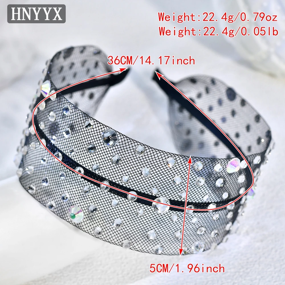 HNYYX Rhinestone opaska na głowę z szerokim rondem barokowa obręcz do włosów Vintage akcesoria do włosów dla kobiet festiwalowe nakrycia głowy Party nakrycie głowy A66 — zdjęcie 4