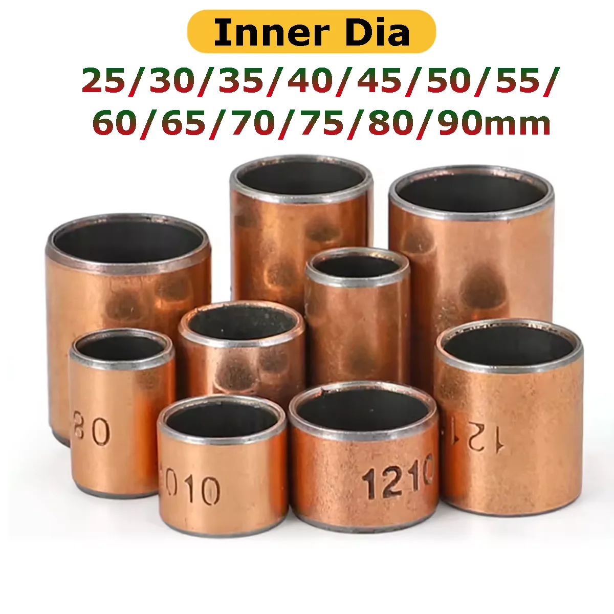 SF-1 Oil-Free Self-Lubricating Composite Bearing Copper Shaft Bushing Sleeve Inner Dia 25/30/35/40/45/50/55/60/65/70/75/80/90mm