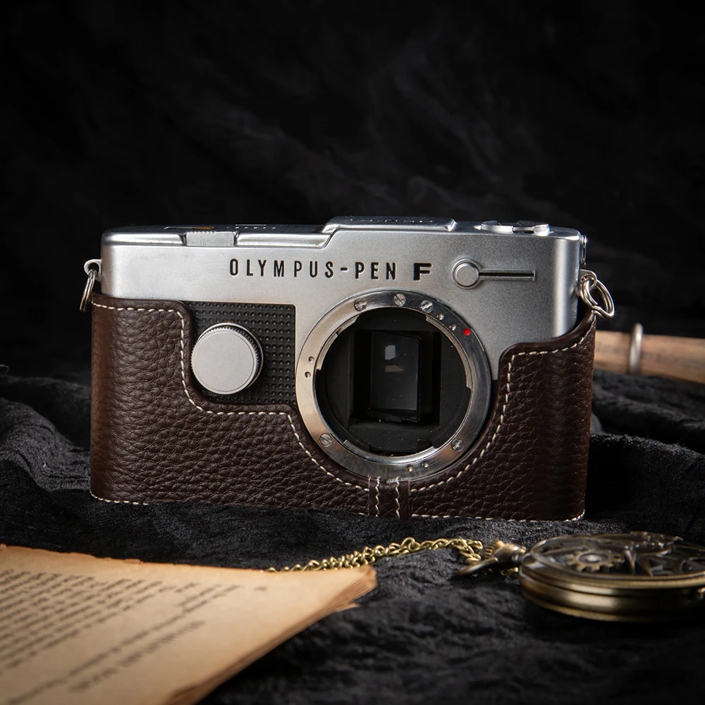 

Leather Camera Bag PEN-FT Case Handmade Genuine Real Leather Camera Half Cover For OLYMPUS PEN-FT Case Protective Case Cover Bag