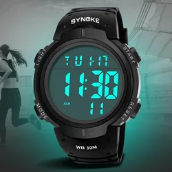 Watch Outdoor Sports Multifunctional Waterproof Shock Resistant Large Screen Display Luminous LED Digital Watch For Men Synoke