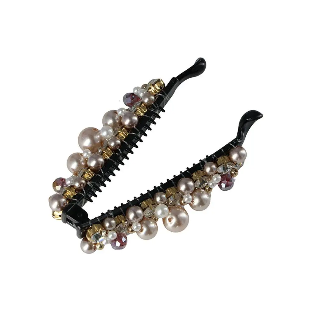 Elegant Hair Accessoires Women Hairpins Plastic Girls Pearl Banana Clips Vertical Clip Hair Crabs Hair Claws