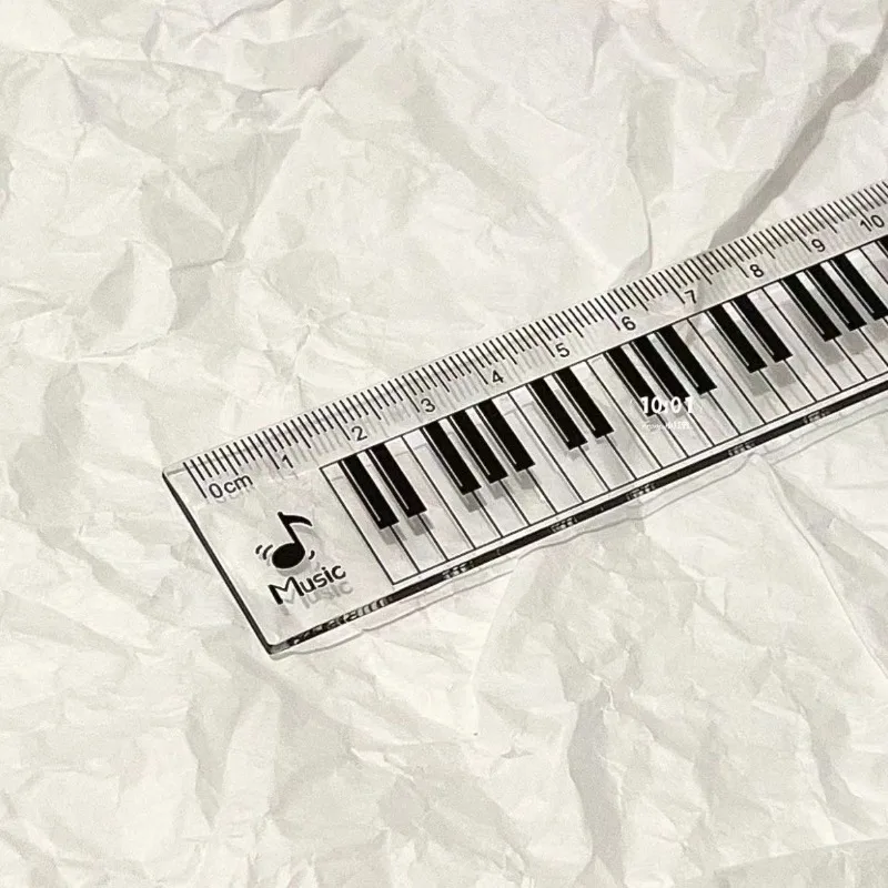 Transparent Music Note Ruler Set Piano Keyboard Design Straight Triangle Circle Ruler for School Stationery