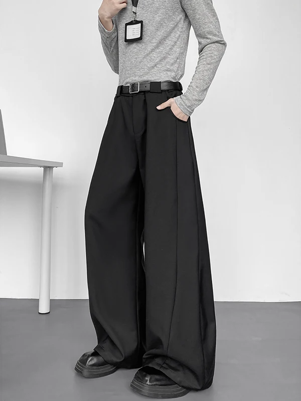 

Casual American Sle Men's Loose Straight Leg Pants Spring Trendy Wide Leg Long Trousers Comfortable Drapey Polyester Blend