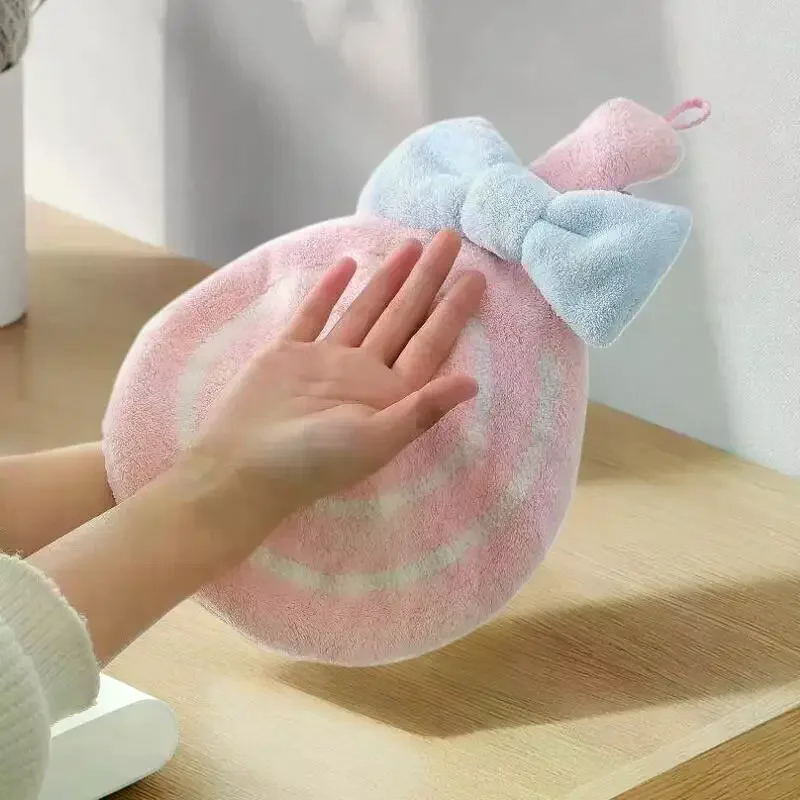 Cartoon Hand Towel Soft Absorbent Coral Velvet Embroidered Skin-friendly Microfiber Lollipop Wiping Cloth For Kitchen Bathroom