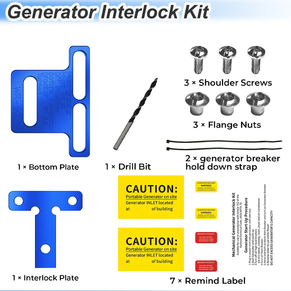 Fit for Eaton / Cutler Hammer 100 amp panel WR-90 Generator Interlock Blue Kit