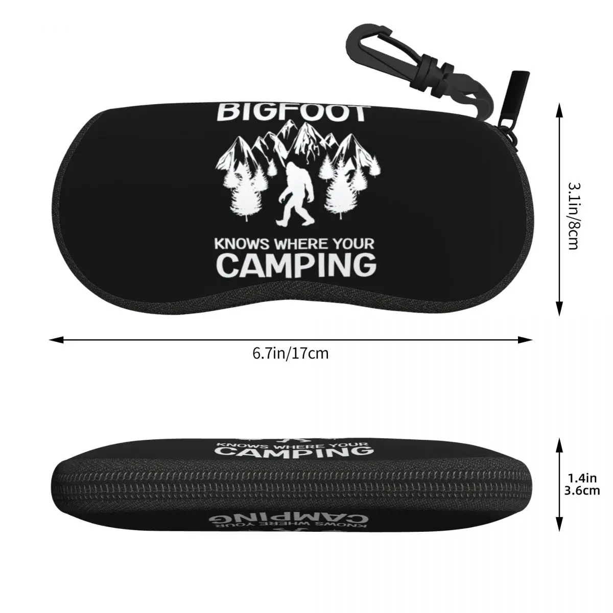 Custom Bigfoot Knows Where Your Camping Shell Eyeglasses Protector Cases Cute Sunglass Case Sasquatch Glasses Pouch