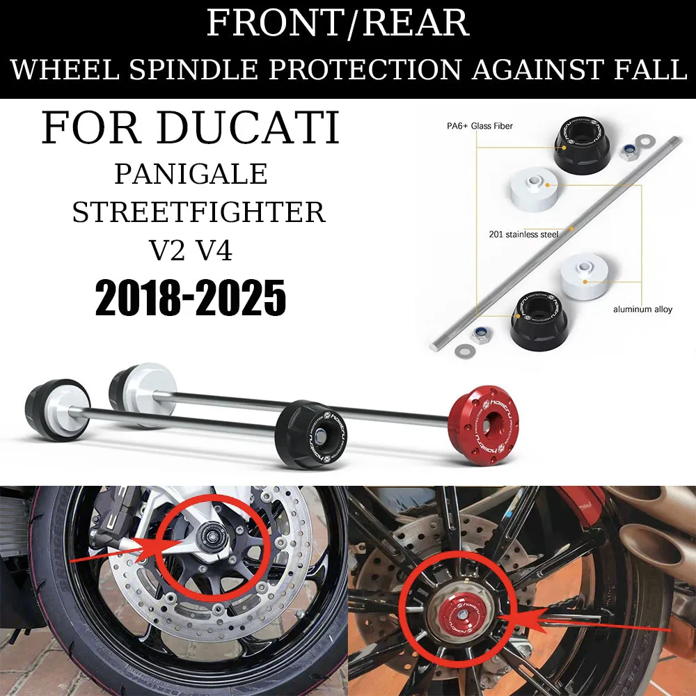

For Ducati Streetfighter / Panigale V2 V4 2018-2025 Front Rear wheel Protection Front Rear wheel Spindle Crash Protect