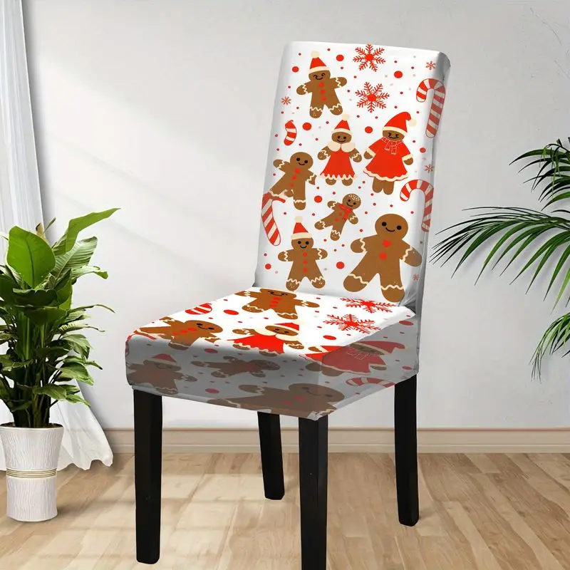 4/6 قطعة أغطية كراسي الطعام الزنجبيل رجل دمية نمط آلة قابل للغسل للإزالة غرفة المعيشة كرسي ديكور الغطاء الواقي