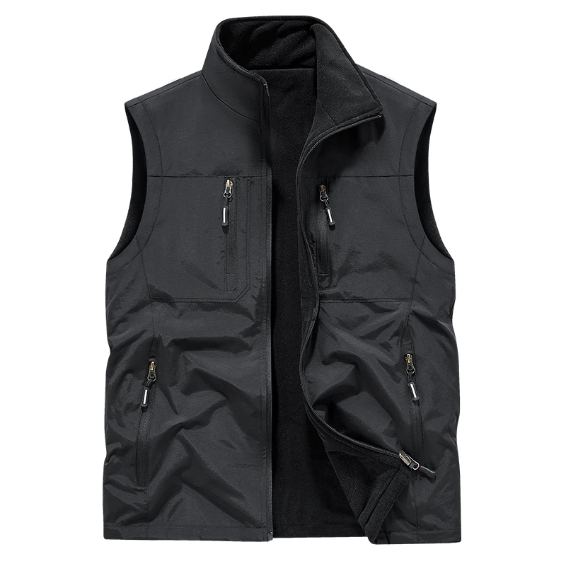 

Мужской уличный плюшевый толстый двусторонний теплый жилет, удобный модный весенне-осенний универсальный ветрозащитный дышащий теплый жилет