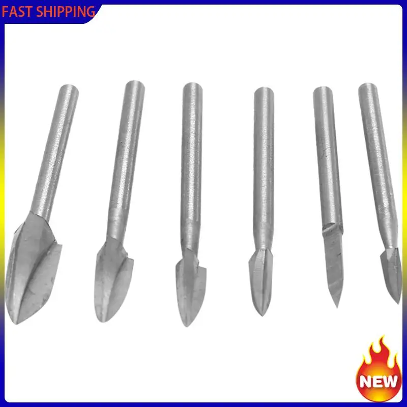 Hot Trend-7Pcs Wood Carving Bits, 1/8Inchshank HSS Engraving Drill Tool Wood Crafts Grinding Accessories With 4486 Chuck