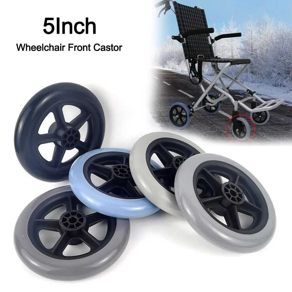 5Inch Wheelchair Front Castor Anti Slip Wear-resistant Solid Tire Wheel Replacement Travelling Trolley Caster